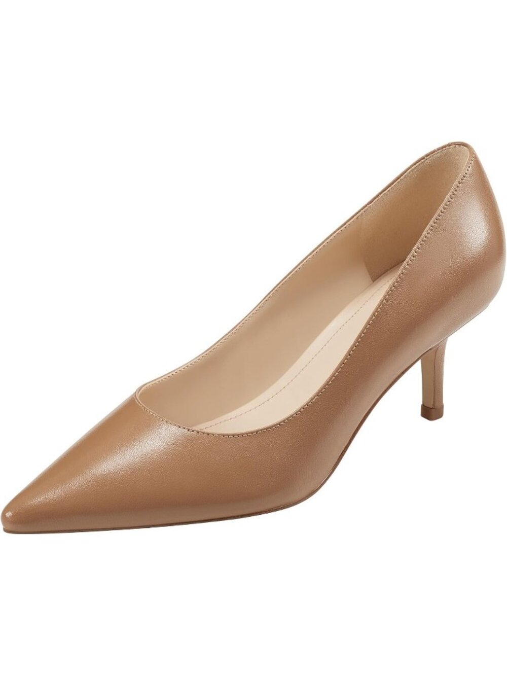 Women's Medium Natural Leather Pointed Toe Alola Casual Pumps Pull On Heel Shoes